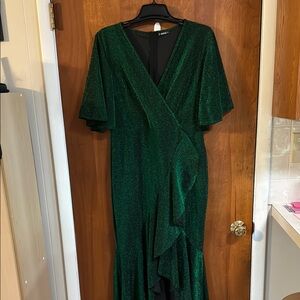 New Shein Elegant Green Wrap Dress